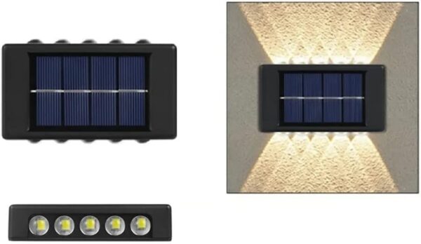 ARANDELA SOLAR 2 FOCOS PAREDE SLIM 10 FACHOS LED EXTERNO BRANCO FRIO (2 P/ CX)