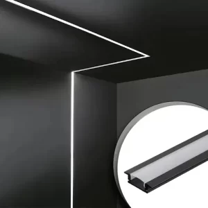 PERFIL 24X7 AR1 EMBUTIR 2M ALUMÍNIO PRETO