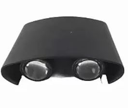 ARANDELA LED 4 LENTES FACHO DUPLO PRETO CTB