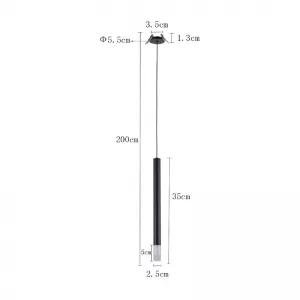 PENDENTE LED EMBUTIR LANA 35CM 3W 3000K PRETO NORDECOR