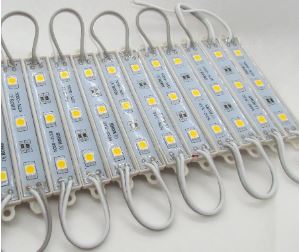 CARTELA C/20 MODULO 3 LEDS 5050 RESINADO BRANCO QUENTE