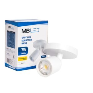 SPOT LED 7W SOBREPOR COM CANOPLA BRANCO 3000K MBLED