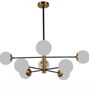 PENDENTE DINAMO 8XE27 DOURADO E PRETO