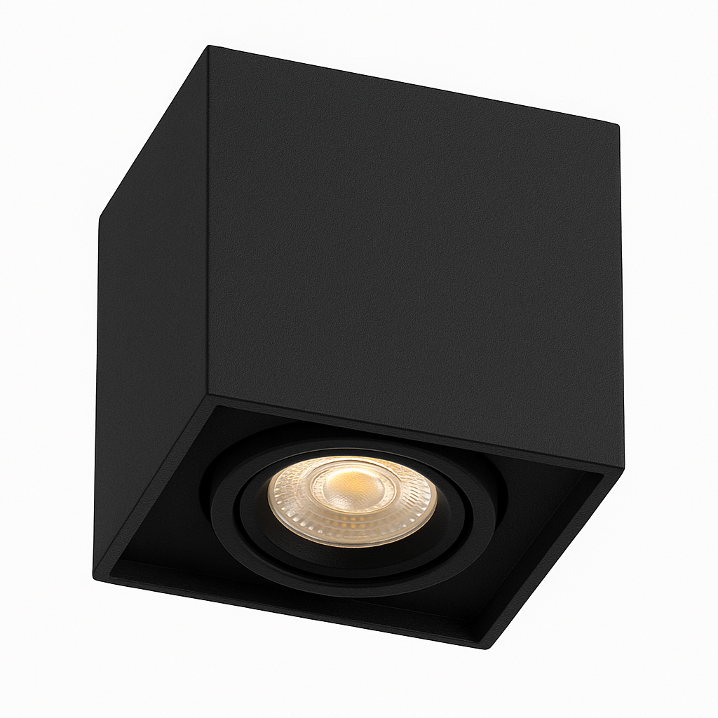 SPOT SOBREPOR QUADRADO PRETO PAR20 ASTRALED