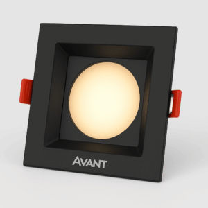 SPOT LED 5W QUADRADO BRANCO QUENTE PRETO AVANT