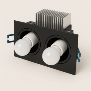 SPOT ALUMINIO ALETADO 2XE27 PRETO OPL