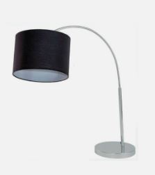 LUMINARIA DE MESA CARRARA HASTE NIQUEL CUPULA PRETA